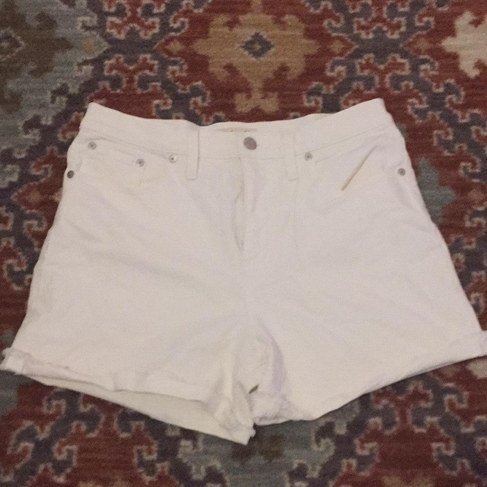 Madewell Frayed White Denim Shorts